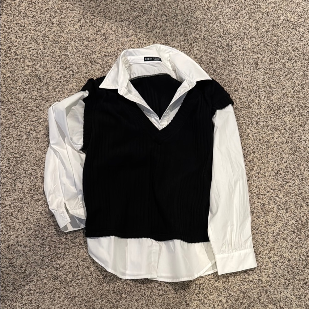 Black and White Layered Blouse